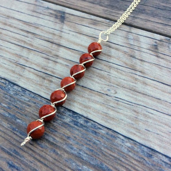 Red Jasper necklace, Root chakra, Sterling Silver, crystal healing - Picture 2 of 7